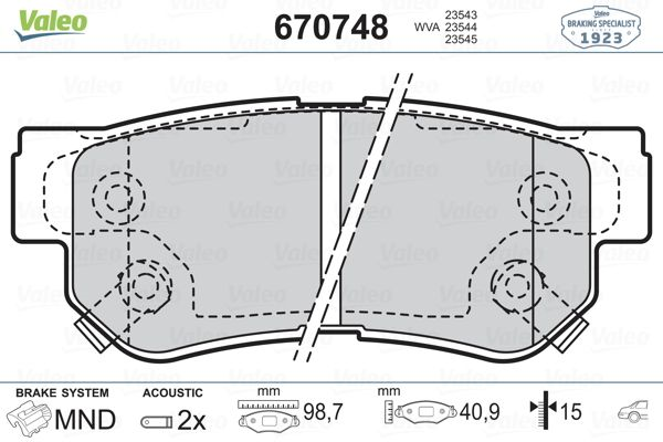 ARKA FREN BALATASI TAKIM HYUNDAI TUCSON 2005-2009 ( VALEO )