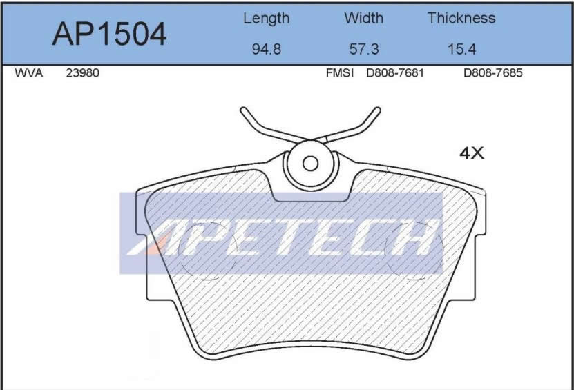 ARKA FREN BALATASI TAKIM RENAULT TRAFIC II III 2002-2021 (APETECH)