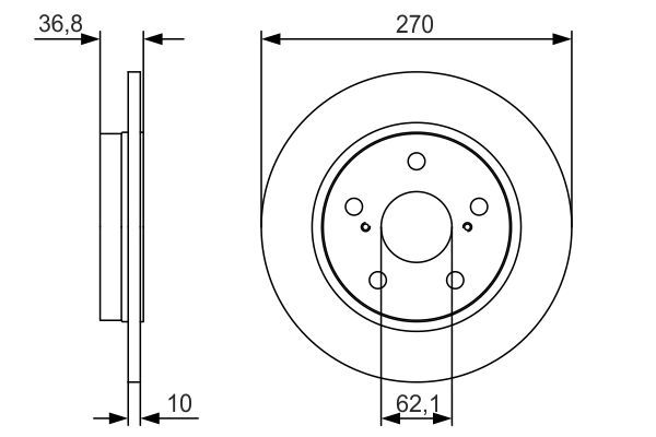 ARKA FREN DİSKİ 270mm TAKIM COROLLA AURIS 2007-2018 ( BOSCH )
