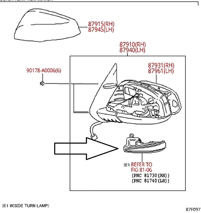 DIŞ DİKİZ AYNA SİNYALİ TOYOTA RAV4 2019-SOL