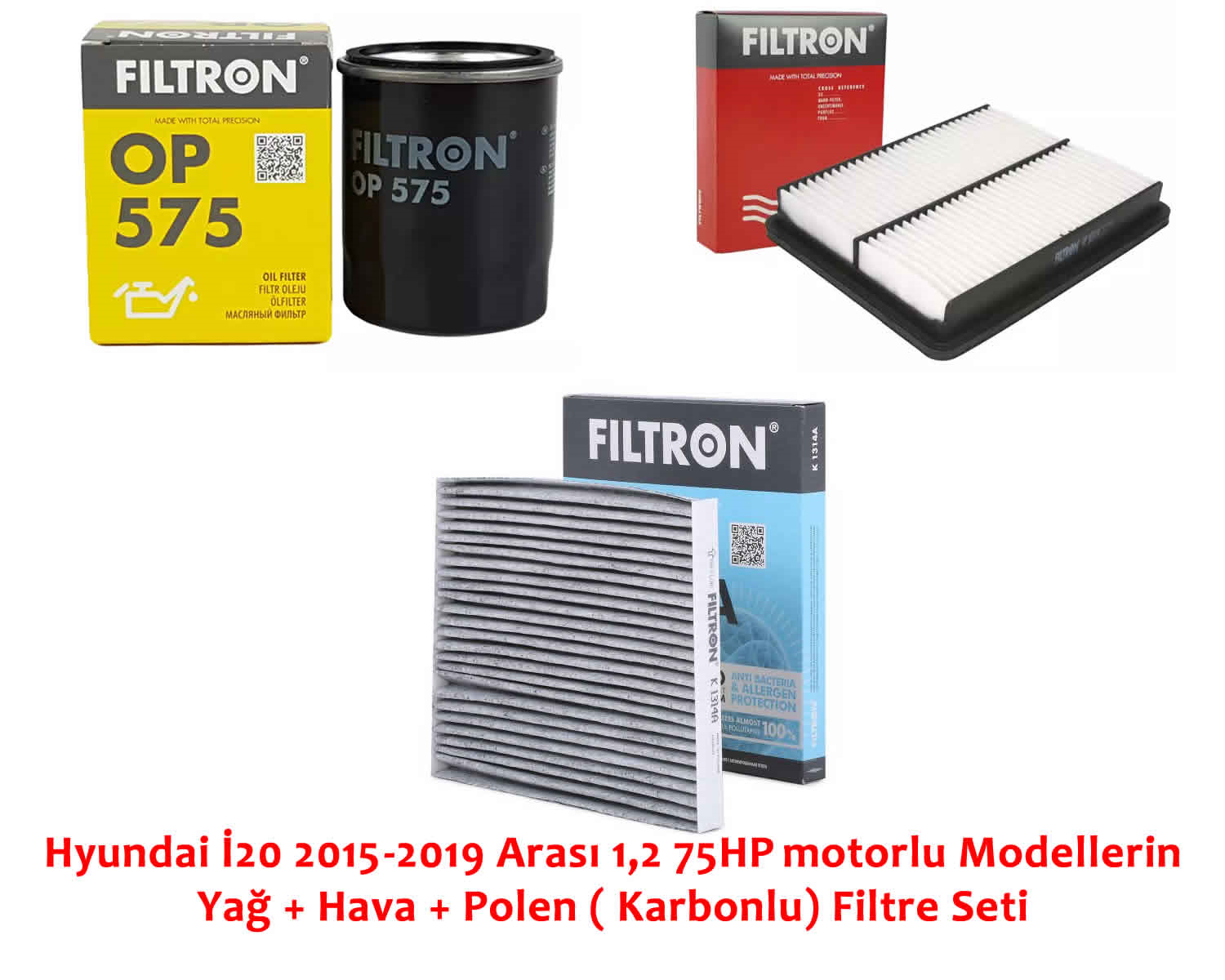 HYUNDAI i20 1,2 MOTOR 2015-2019 YAĞ HAVA POLEN KARBONLU FİLTRESİ (FILTRON)