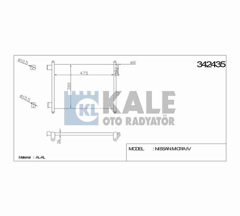 KLIMA RADYATORU NISSAN MICRA K13 1.2 OTOMATİK VİTES 2010-2015 KALE