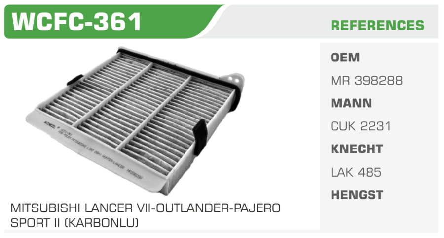 LANCER 2003-2008 OUTLANDER 2005-2008 / POLEN FİLTRESİ KARBONLU