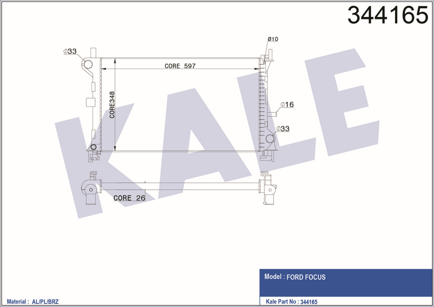 MOTOR SU RADYATÖRÜ FORD FOCUS 1998-2004 OTOMATIK VİTES  ( KALE )