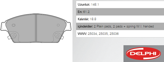 ÖN FREN BALATASI -(16JANT) OPEL ASTRA J MOKKA CHEVROLET CRUZE
