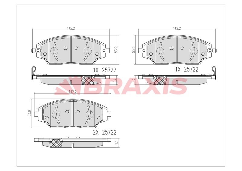 ÖN FREN BALATASI CHEVROLET AVEO T300 14 JANT 2011-2014 (BRAXIS)
