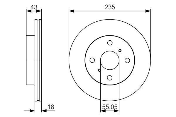 ÖN FREN DİSKİ 235mm SAĞ SOL TAKIM TOYOTA YARIS 1999-2005 (BOSCH)