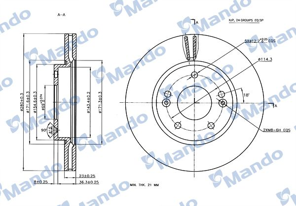 ÖN FREN DİSKİ 280MM TAKIM HYUNDAI ELANTRA KONA 2011-2019 (MANDO)