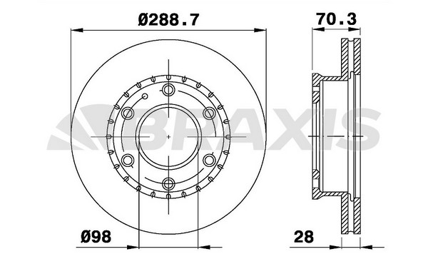 ÖN FREN DİSKİ TAKIM 289X6 FORD RANGER 2,5TDCİ 4×4 2005-2011 BRAXIS