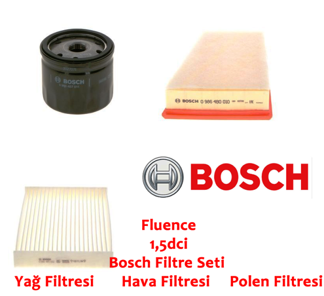 RENAULT FLUENCE 1.5DCİ YAĞ HAVA POLEN FİLTRE SETİ 3LÜ (BOSCH)