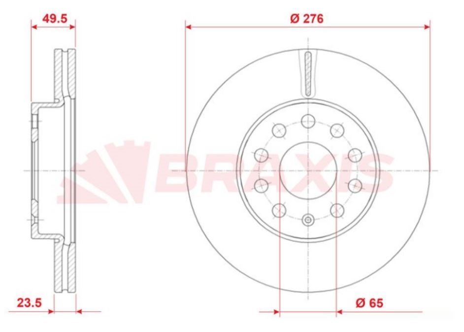 ÖN FREN DİSKİ 276mm SAĞ SOL TAKIM AUDI A3 2012-2017 ( BRAXIS )
