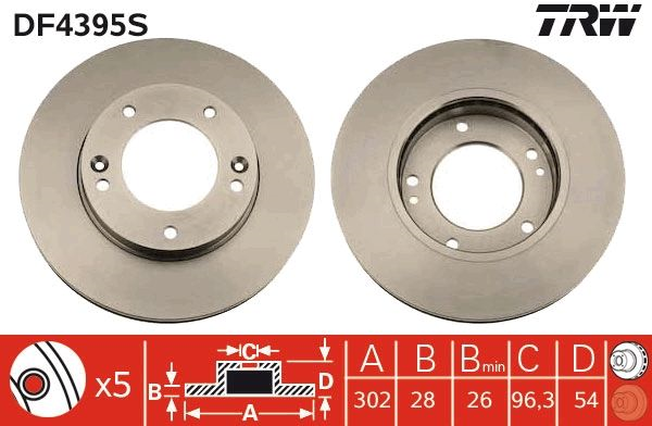 ÖN FREN DİSKİ 302mm SAĞ SOL TAKIM KIA SORENTO 2002-2009 (TRW)