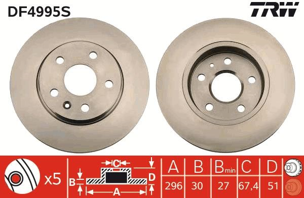 ÖN FREN DİSKİ TAKIM 296mm OPEL INSIGNIA A 16JANT 2009-2016 (TRW)