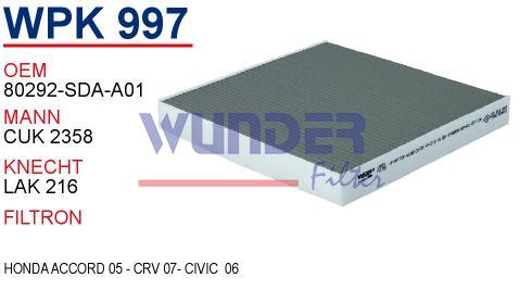 HONDA CIVIC 2007-2015 ARASI - POLEN FİLTRESİ KARBONLU WUNDER