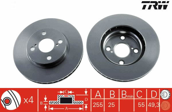 TOYOTA COROLLA 2002-2006 / ÖN FREN DİSKİ AYNASI TAKIM ( TRW )